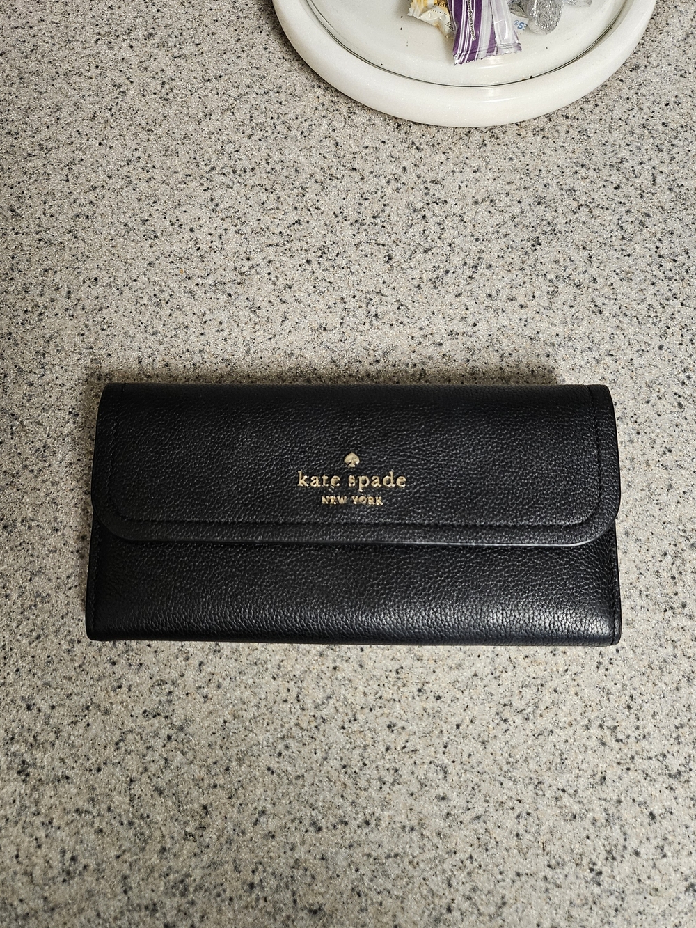 kate spade New York Black Leather Continental Wallet